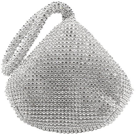wocharm Mini Soft Body Bridesmaid women girl bride bling Diamante Crystal Prom Cocktail Party Wedding Engagement Evening Bag Purse Clutch Pouch Gold Silver(Silver)
