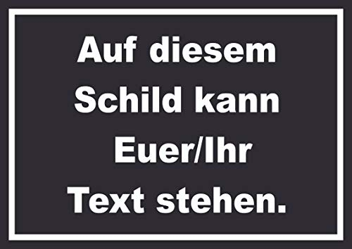 HB-Druck Schild mit Wunschtext waagerecht Text Weiss Hintergrund schwarz A6 (105x148mm)