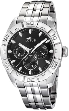 LOTUS Reloj Hombre Analógico de Acero Inoxidable 316l Plateado | Movimiento de Cuarzo, Cristal Mineral de Alta Resistencia, Resistente al Agua 5 ATM, Multifunción 15814/F Special Prices