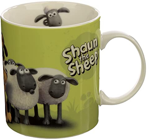 Puckator Shaun The Sheep Porslin Te Kaffemugg - Grön - Roliga Hemtillbehör - Söta gåvor till flickvän - Stora muggar för Män Kvinnor Varma Drycker - Söta Koppar Presenter - Hemlig Tomte Gåva - Koppset