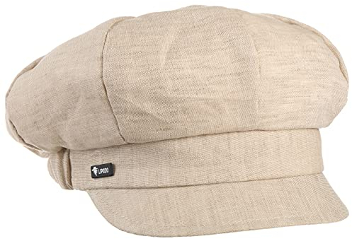 Lipodo Classic Ballonmütze Damen Made in Italy Leinen Baumwolle Damencap elastischer Gummizug Newsboymütze Frühjahr Sommer beige One Size