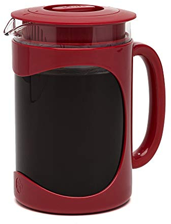 Primula Burke Deluxe Cold Brew Iced Coffee Maker, Comfort Grip Handle, Durable Glass Carafe, Removable Mesh Filter, Perfect 6 Cup Size, Dishwasher Safe, 1.6 qt, Red