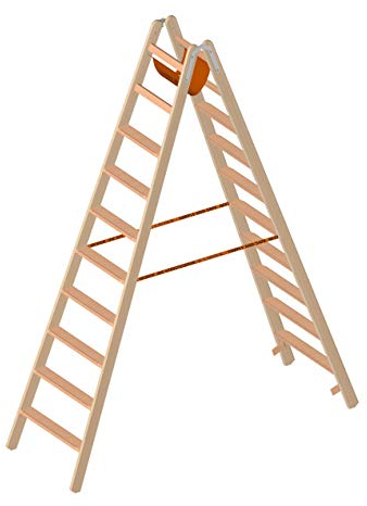 Layher Holzstehleiter - mit 10 Stufen; Holzleiter mit 80mm breiten Stufen, beidseitig begehbar; Länge 2,62 m