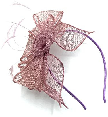 Ladies Aliceband Feather Fascinator on Band for Weddings, Races, Ascot (Lilac)