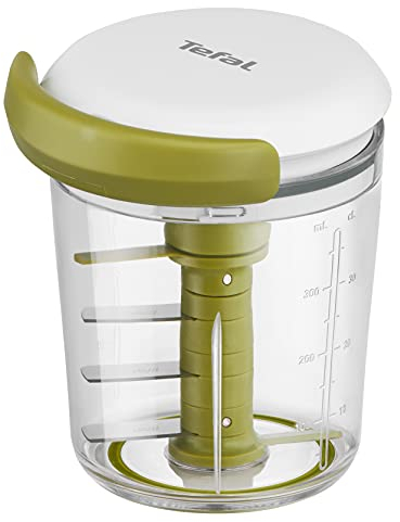 Tefal 5 Seconds – Manual Chopper 450 ml | 3 Stainless Steel Blades, Coarse, Medium and Fine Chopped, Non-Slip Base, No Electricity, Fast and Safe, Vegetables, Onion, Easy to Clean