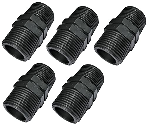 AERZETIX - C51976 - Lot de 5 - Mamelon égal à raccord fileté en plastique - double filetage mâle/mâle - 3/4x3/4'' - PN10 bars - Raccords à compression connexion à visser