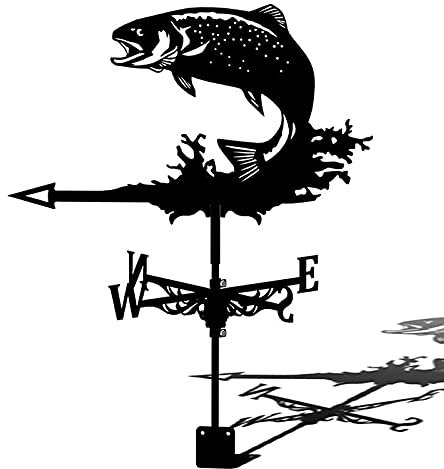 ZGJYSP Type de Poisson girouette en métal Toit extérieur Jardin girouette Outil de Mesure Montage Jardin décor girouette,indicateur de Direction du Vent de Cour