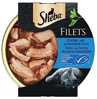 Sheba Filets Nassfutter für Katzen mit Huhn und Thunfisch, 32 Schalen zu je 60 g, insgesamt 1920 g