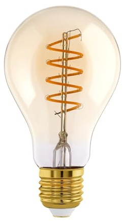 EGLO E27 Lampe dimmbar, Spiral LED Retro Glühbirne, Vintage Deko Leuchtmittel amber, 4 Watt (entspricht 25 Watt), 245 Lumen, warmweiß, 2200k, Edison Birne A75, Ø 7,5 cm