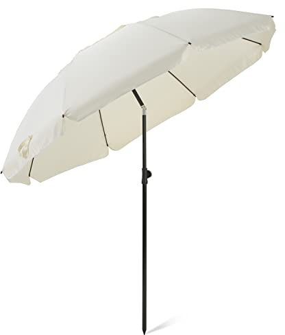 SA Products 2m Garden Parasol Umbrella - Outdoor Parasol with UV Protection, Tilting & Adjustable Height – Patio, Table, Deck, Pool Sun Shade – Lightweight, Portable Garden Umbrella -Cream