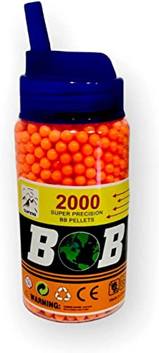 PEBBLE HUG Pack of 2000 BB Pellets, High-Grade Orange Plastic Pellets, Biodegradable Airsoft Bullets, Round Smooth Polished Balls for BB Gun (0.10g)