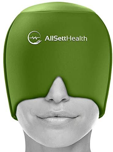 Cuffia per alleviare l'emicrania, fascia per mal di testa e emicrania, sollievo dal mal di testa con gel caldo/freddo, impacco per viso e occhi, maschera per mal di testa, verde