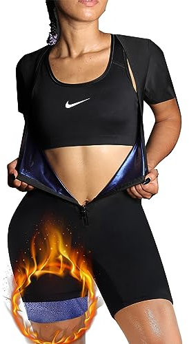 BODYSUNER Tuta da sauna da donna, per perdita di peso, gilet per la perdita di peso, allenamento per il grasso della pancia, 3 in 1, controllo completo del corpo, Blu scuro, Medium