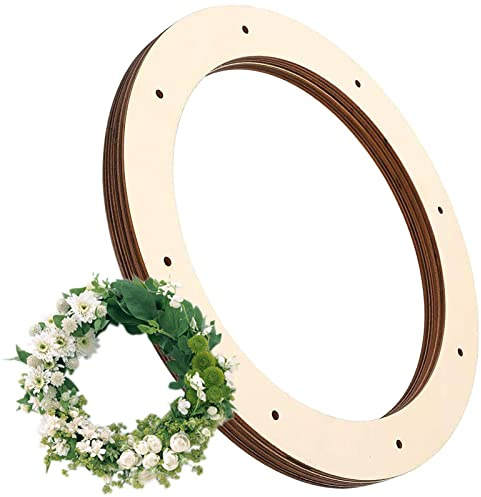 Holzkranz – 4 Stück Kranz mit vorgeschnittenen Löchern – flacher Karton Blumenreifen Holzscheibe Pappkränze Reifen für Heimdekorationen, rustikale Dekoration Zorq