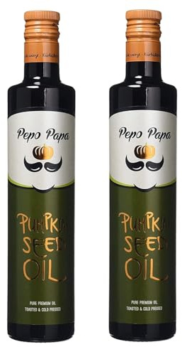 Pepo Papa - Olio di Semi di Zucca - Olio Puro Premium Tostato e Spremuto a Freddo - Vegano (2x500 ml)