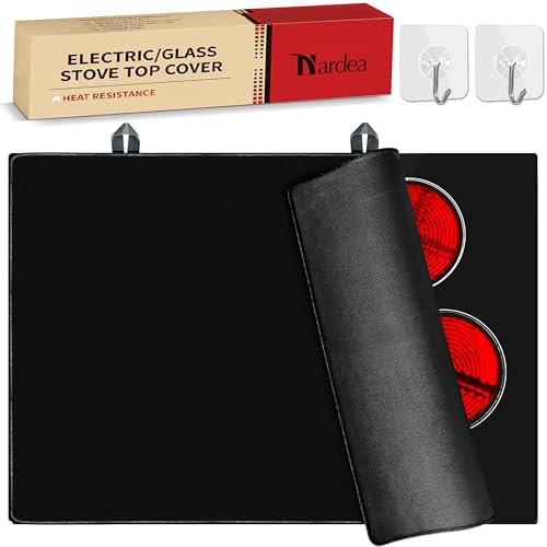 Nardea protection plaque de cuisson vitrocéramique | Plaque de recouvrement pour plaques de Cuisson vitrocéramiques et Induction | 61x53x0.5cm|Noir