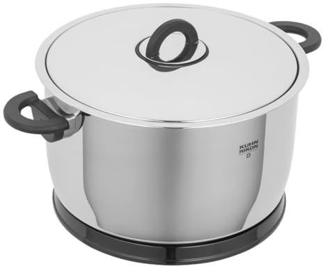 Kuhn Rikon DUROTHERM PRO Black Servierkochtopf 5,0 L mit Thermofunktion und Untersetzer, Induktion, Warmhaltefunktion, Swiss Made aus Edelstahl