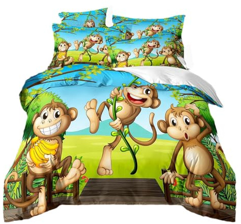 ZZTBQ Karikatur Tier Kinderbettwäsche 100x135 Baby Bettwäsche Karikatur AFFE Bettbezug und Kissenbezug-Set Baby Bettwäsche Set für Kleinkinder und Babybetten
