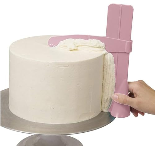 CHEFZOCO Raspador Alisador De Pasteles, Espátula alisadora de pasteles, Raspador de fondant, Alisador de cobertura Repostería, Rasqueta de pasteles, Espátula de repostería, Plástico, Rosa