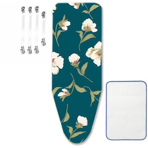 ZJBKX Bügelbrettbezug für Dampfbügelstation, geeignet für Bügelbrett von 30–45 cm x 110–125 cm, mit 4 Spannern, 1 Bügeltuch