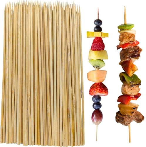 Natural Bamboo Sticks Wooden Stick Durable Wooden Sticks for BBQ Chocolate Fountain Appetizer Kebab Sticks Cake Topper Fruit Cocktail Sticks and More 20cm Length x 3mm (Pack of 200)