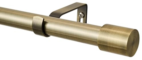 Embellecedores para extremos de barra de cortina de 1 pulgada de diámetro, diseño de latón envejecido, varilla telescópica para cortinas de 76 a 210 cm, 3 piezas de soportes para cortinas. Varillas