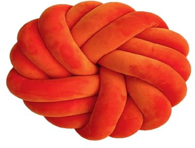 Knotenkissen, Dekokissen Knotenkissen, Knot Kissen Nordische, Atmungsaktiv und Super Elastisch Geknotetes Kissen, für Schlafzimmer, Sofa, Auto, Büro, Spielzimmer (35*35 cm) (Lebendiges Orange)