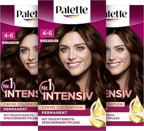 Palette Intensiv Creme Coloration 4-6/850 Mokkabraun (3 x 115 ml), permanente Haarfarbe für leuchtende, langanhaltende Farbbrillanz & 100% Grauabdeckung