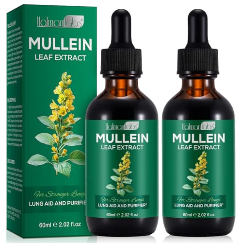 2 Pack Mullein Drops for Lungs, Mullein Leaf Extract Supplement, Natural Mullein Herbal Supplements, Mullein Leaf Extract for Lung Cleanse and Respiratory Support