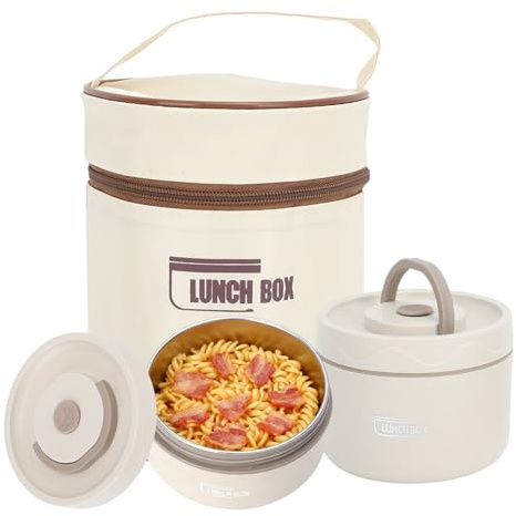 Hapivida Caja Térmica Bentos, Lonchera para Adultos de Acero Inoxidable, contenedor de Comida con Aislamiento Portátil con Bolsa de almuerzo, Apto para Microondas para el Trabajo (2 cajas)