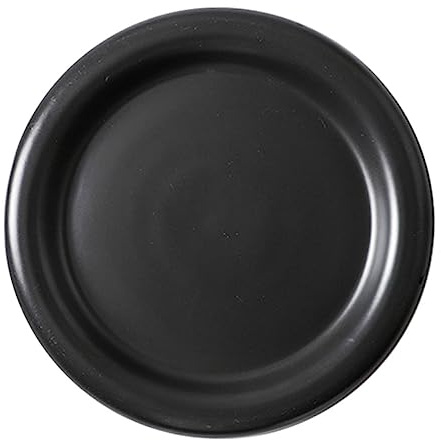 DECHOUS Assiette à Steak en Céramique Mate 20 Cm à Bords Épais Noir Mat Multifonctionnelle Cuisine Européenne et Service de Repas Unique