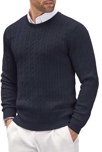 COOFANDY Pull tricoté Fin à col Rond pour Homme Bleu Violet XL