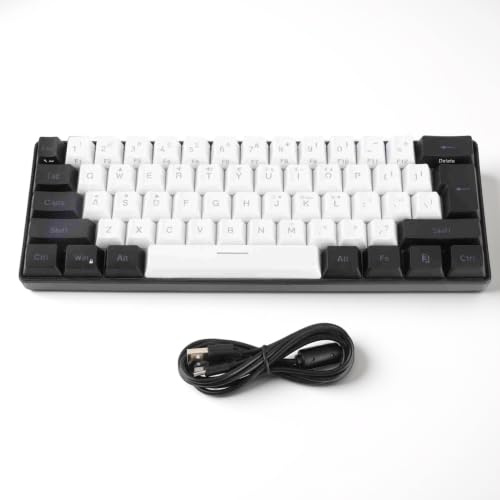 BONKZEBU 61 Touches Mini Clavier de Sensation mécanique câblé RGB (Blanc) | Construction ABS, Type C, Multiple modes d'éclairage RVB, Son de frappe douce, courant de travail DC 5V 100mA