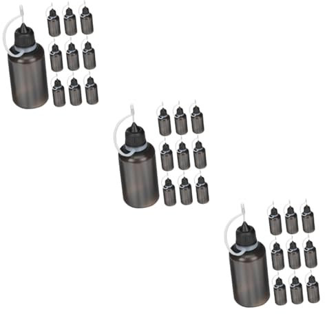 BESTYASH 3 Ensembles Bouteille D'huile Bouteilles Presser Buse Nez Flacons Compte-gouttes De Colle Aiguille Distributeur Gourde Plastique Black Pe 10 Pièces * 3