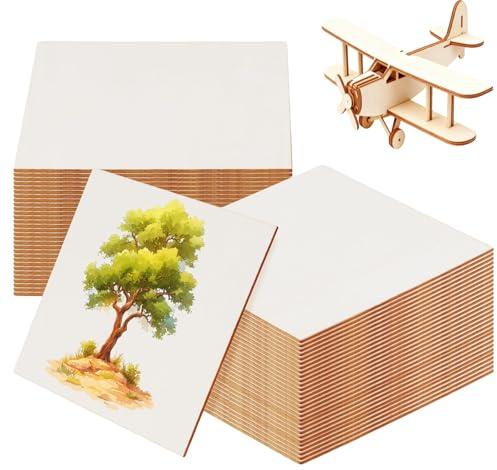 SENJEOK 60 hojas cuadradas de madera contrachapada de 100 x 100 x 2 mm, tablero de madera sin terminar para grabar, pintar, decoración del hogar y productos de arte DIY