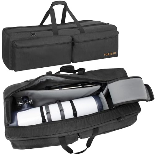 OUUTMEE Gepolsterte Teleskop-Tragetasche mit verstellbaren Trennwänden und Taschen für Teleskope, Halterungen, Stative und Zubehör (schwarz), Schwarz , 102 x 32 x 32CM, Reisetasche