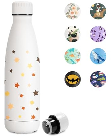 KollyKolla Botella Termica 500ml, sin BPA, Reutilizable, Cantimplora Termo con Doble Aislamiento, Fácil de llevar, Cantimplora Termica para Dióxido de Carbono, Camping, Niños, Fitness, Colegio