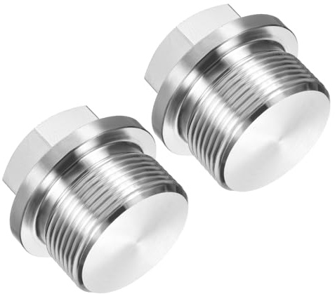 PATIKIL M30 x 1.5 Male Pipe Plug 2 Pcs Oil Drain Plug 304 Stainless Steel Metric Hex Flange Socket Solid Pipe Fitting for Hydraulic Oil Seal