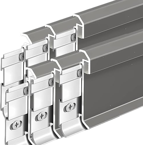 HYHDDM Battiscopa in Alluminio da 3, Piedi, Confezione 10 Profili for battiscopa a LED 6 cm di Altezza, Modanatura e rifinitura Metallo Resistente Soggiorno(Gray,6 Packs)