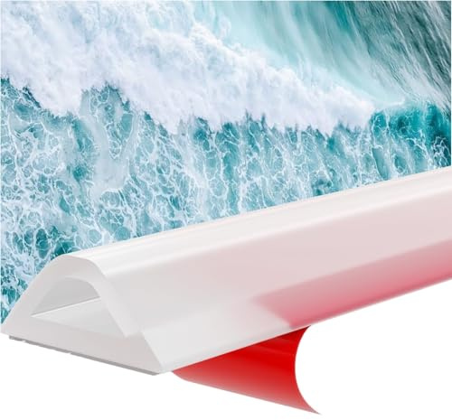 MxSplorion Barriera Doccia Ferma Acqua Silicone, 1M Bordo Doccia Anti Acqua Autoadesivo Flessibile,Barriera Antiacqua Doccia, Ideale per Bordo Piatto Doccia e Bordino Top Cucina, Transparent