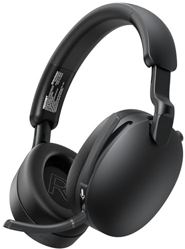 TECKNET Wireless Headset with Microphone, Over Ear Headphone 3.5mm/USB-C/Bluetooth 5.4, Bluetooth Headset with Hidden Mic & Mute, Fast Charging, 100H Playtime, ANC Headphone for Office Home Travel