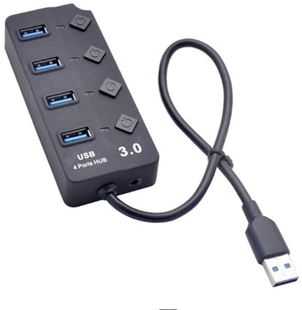Wkldjf 4 Port USB3.0 Hubs With Individual Switches And LED Indicators For Laptop Computer Peripherals Expansion USB Hubs For Desktop And Laptop Accessories