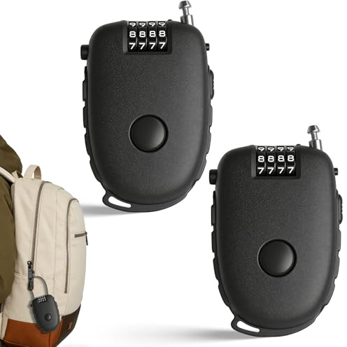 Gnaxyzthor 2 Stück Kabelschloss Zahlenschloss, 4 Stellig Einziehbares Kabelschloss, Fahrradschloss Kabelschlösser, mit 75 cm Langem Kabel, Zahlenschloss für Helm Motorrad Koffer