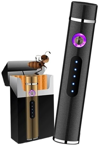 Mini Accenditore elettrico ad arco, accendini ricaricabili tramite USB, antivento senza fiamma, accendino al plasma, accendifuoco for esterni, for campeggio(Matte black)