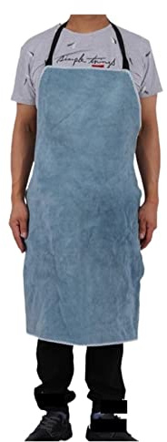 Grembiule Saldatore, Giacca for saldatura A grembiule in pelle, grembiule di saldatura in pelle, grembiule da saldatura professionale in pelle proteggere i panni(Blauw)