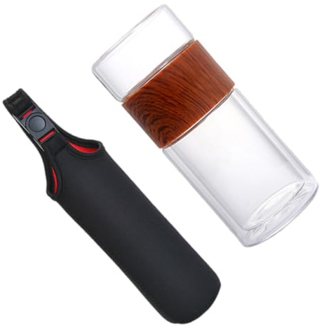 UTHCLO Tazza da Tè in Vetro Resistente al Calore 360 Ml Infusore a Doppio Strato, Bottiglia Separa Tè Leggera per Casa e Viaggio, Bicchiere Termico per Tisane e Bevande Calde