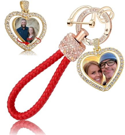 Porte-clés Personnalisé Photo Porte Clef Personnalisable Cadeau pour Petite Amie Femme Maman Mamie Saint-Valentin Fête des Mères Anniversaire