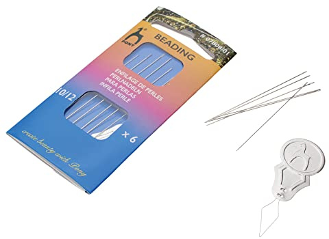 The Beadsmith Pony Beading Needles, Size 10 and 12 Assortment, Pack of 6, 2.125 Inches, Made in India, Use for Loom Weaving Beadwork, Off-Loom Stitching and Jewelry Making with Seed Beads