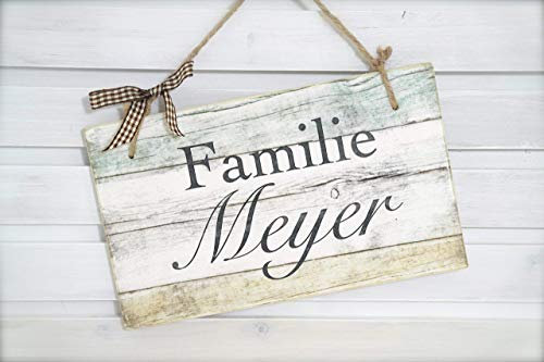 Türschild mit dem Namen der Familie, Familienschild, Haustürschild aus Holz, Persönliche Geschenkidee für Familien