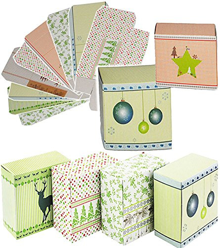 alles-meine.de GmbH 24 Stück Geschenkboxen/Papierboxen - Weihnachten - Style - zum Befüllen - aus Papier/selber Basteln - für Erwachsene/Kinder/Mädchen Jungen - z.B..